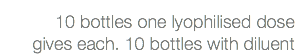  10 bottles one lyophilised dose gives each. 10 bottles with diluent