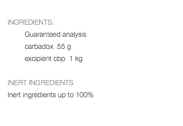  INGREDIENTS: Guaranteed analysis carbadox 55 g excipient cbp 1 kg INERT INGREDIENTS Inert ingredients up to 100% 